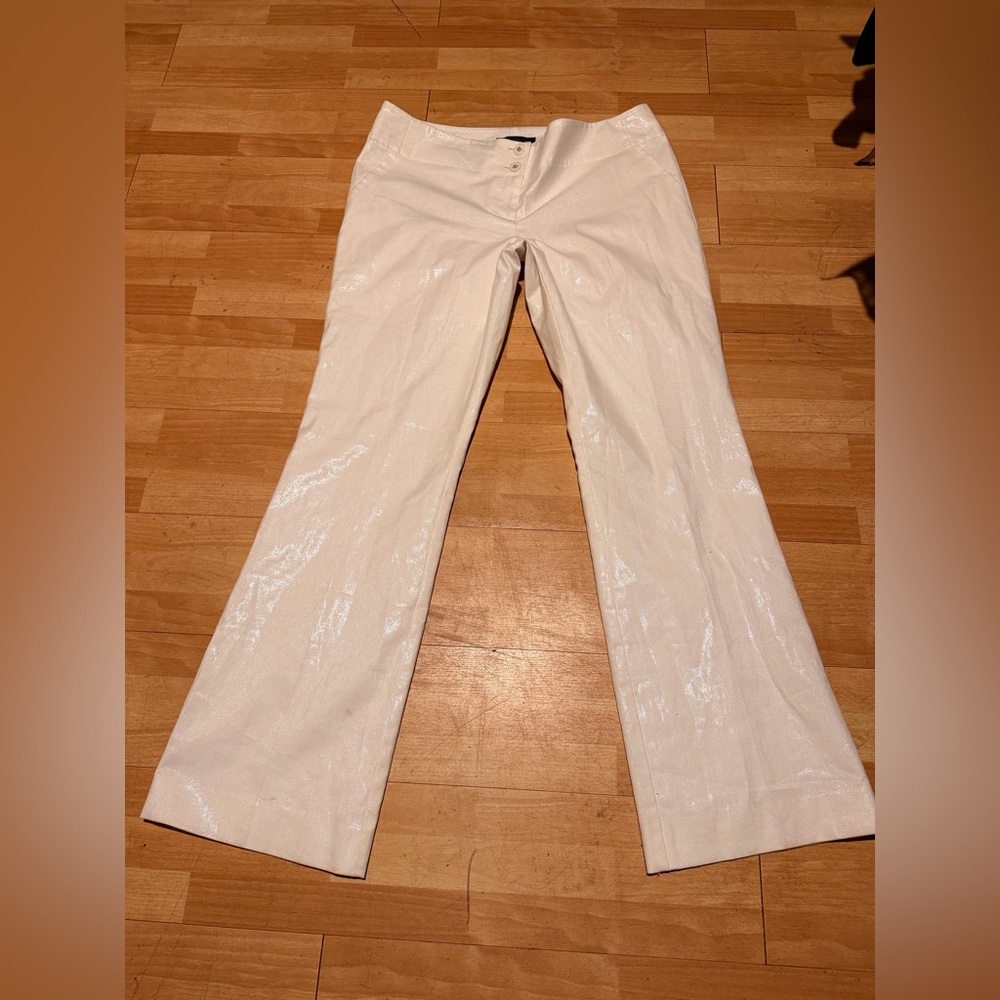 The Limited Lame Metallic Cotton Vintage y2k coastal trousers shiny flare wide